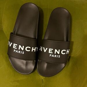 Givenchy Black Slide Sandals with White Logo